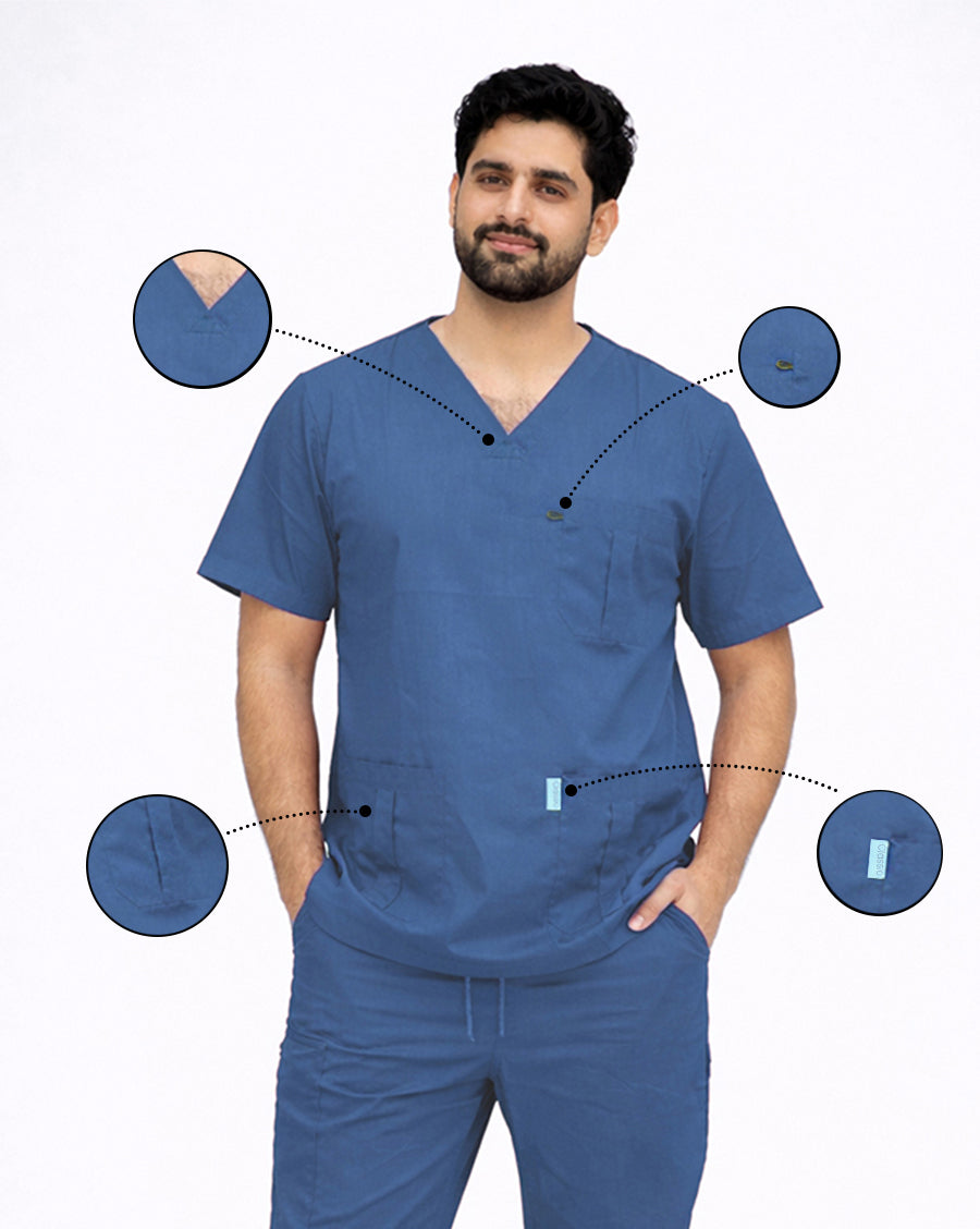 Men's Medical Scrub (Steel Blue)