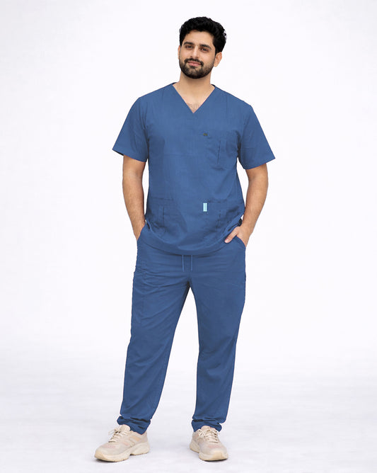 Men's Medical Scrub (Steel Blue)