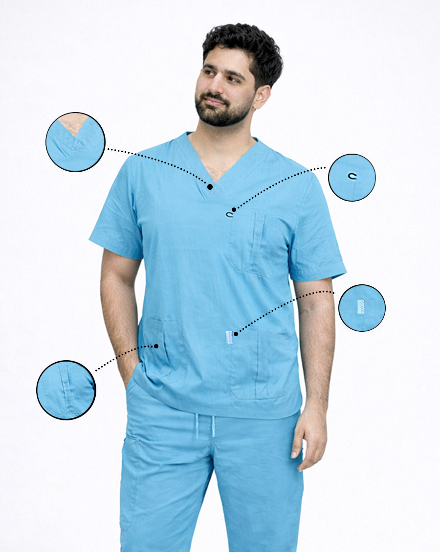 Men's Medical Scrub (Sky Blue)